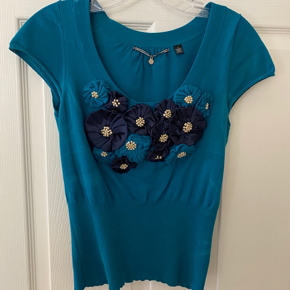 Anthropologie cap sleeve knit top